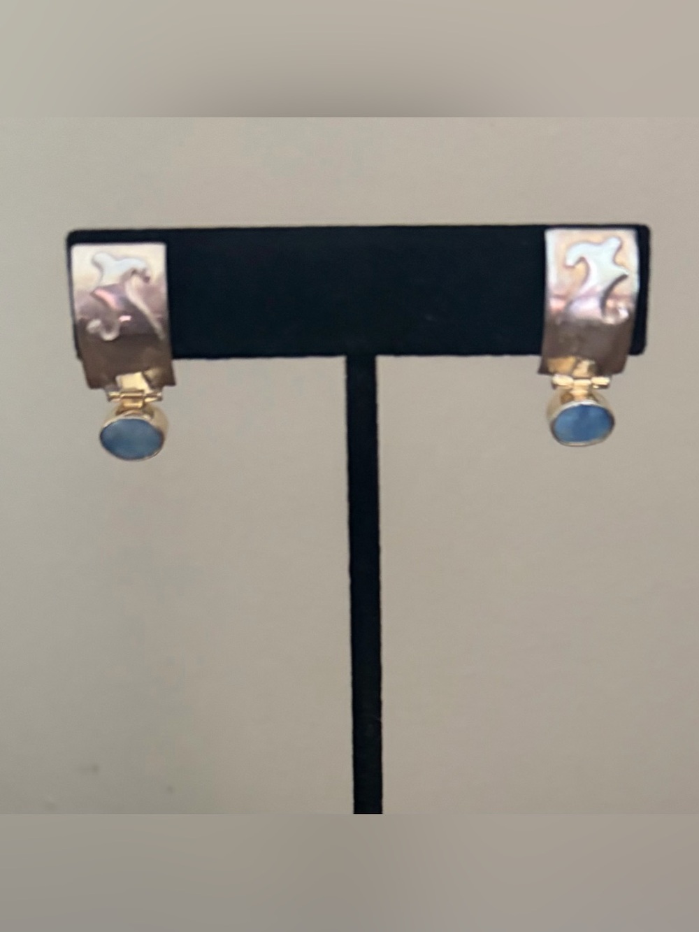 Handcrafted 925 Sterling Silver and Real Opal Drop Hinge Earrings, 1" drop